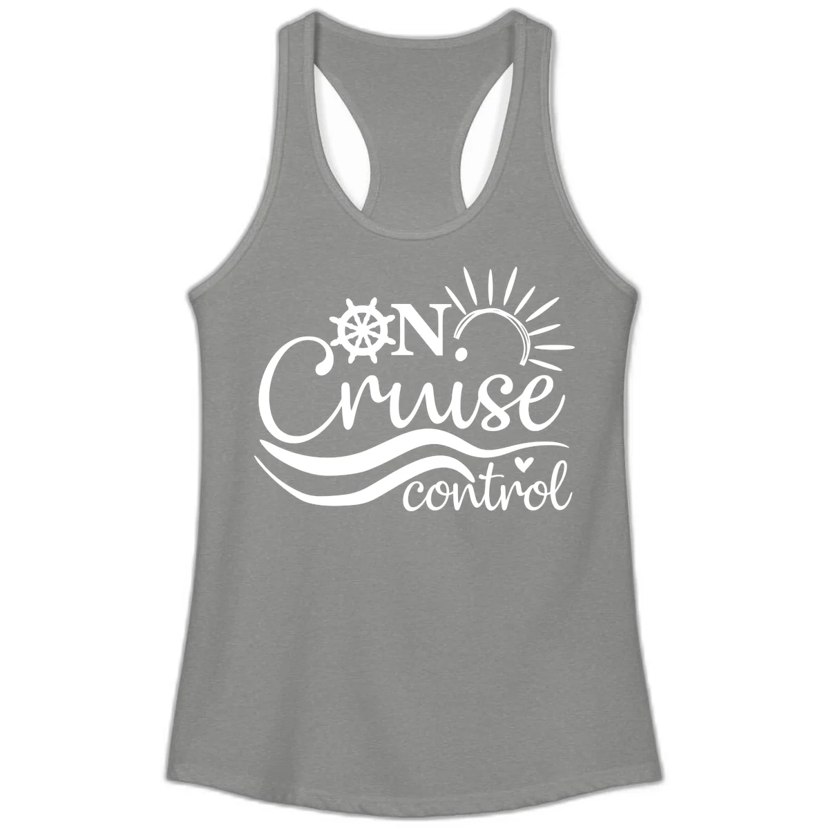 On Cruise Control Ladies Nautical Tank Top in Heather Grey