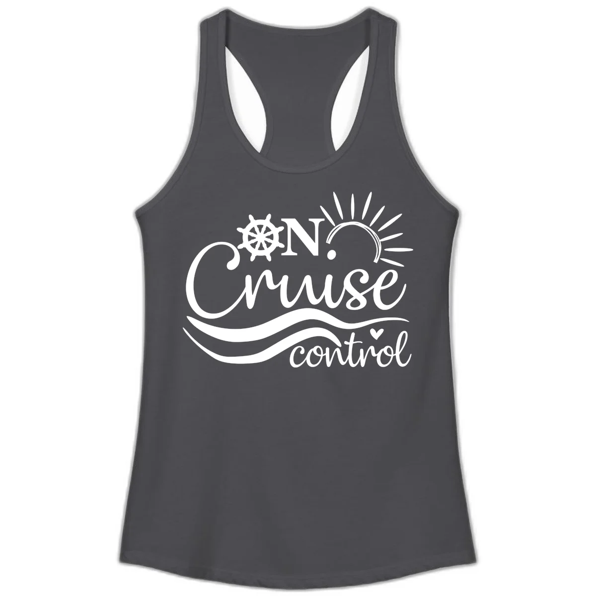 On Cruise Control Ladies Nautical Tank Top in Solid Dark Gray