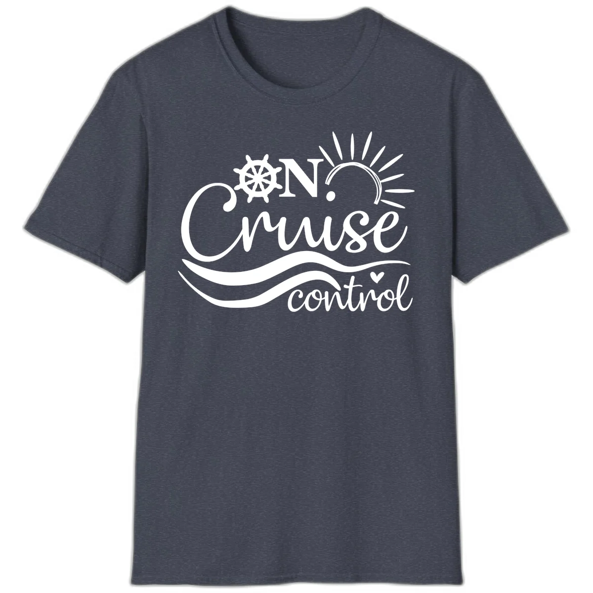 On Cruise Control Nautical Vacation T-Shirt in Heather Navy