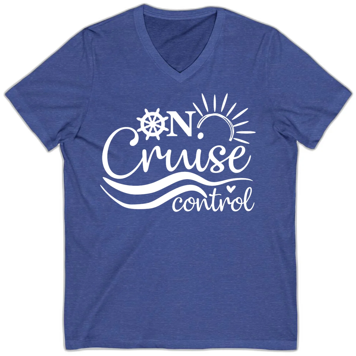 On Cruise Control Nautical V-Neck T-Shirt in Heather True Royal