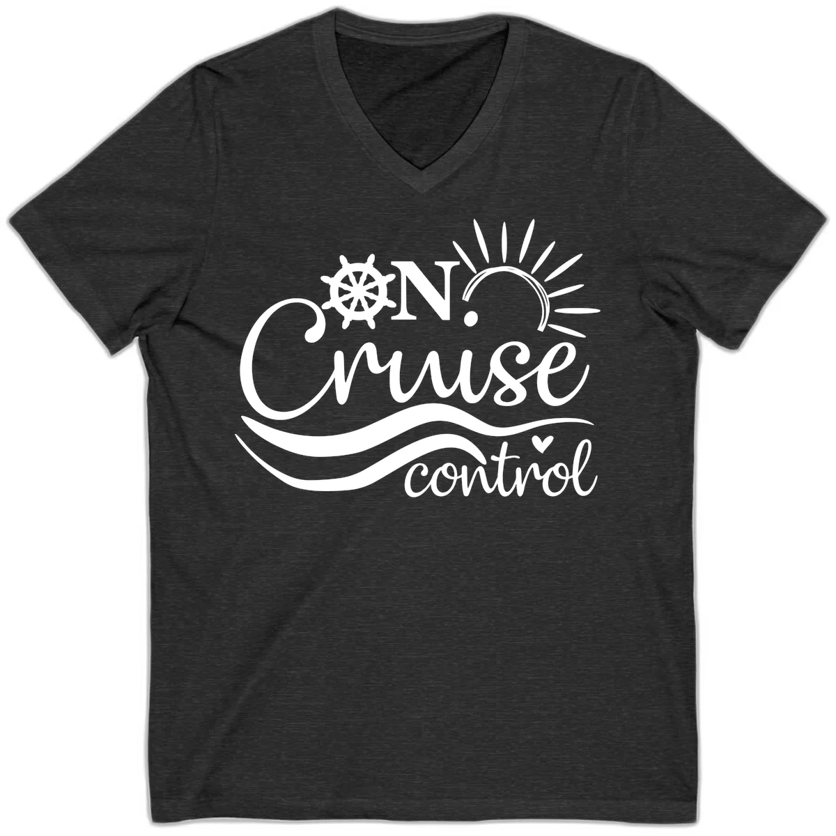 On Cruise Control Nautical V-Neck T-Shirt in Dark Grey Heather