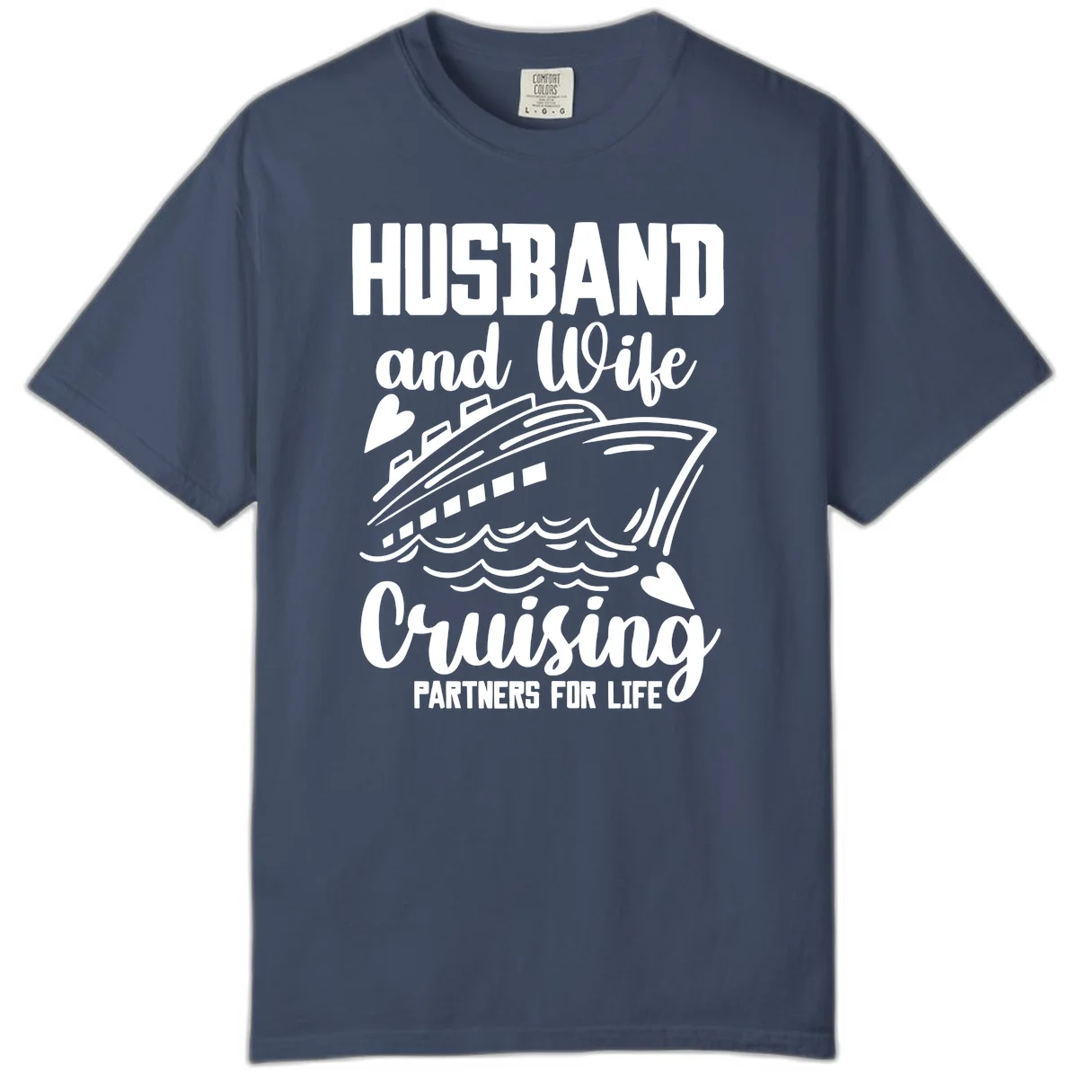 Husband and Wife Cruising Partners For Life Comfort Color in Midnight