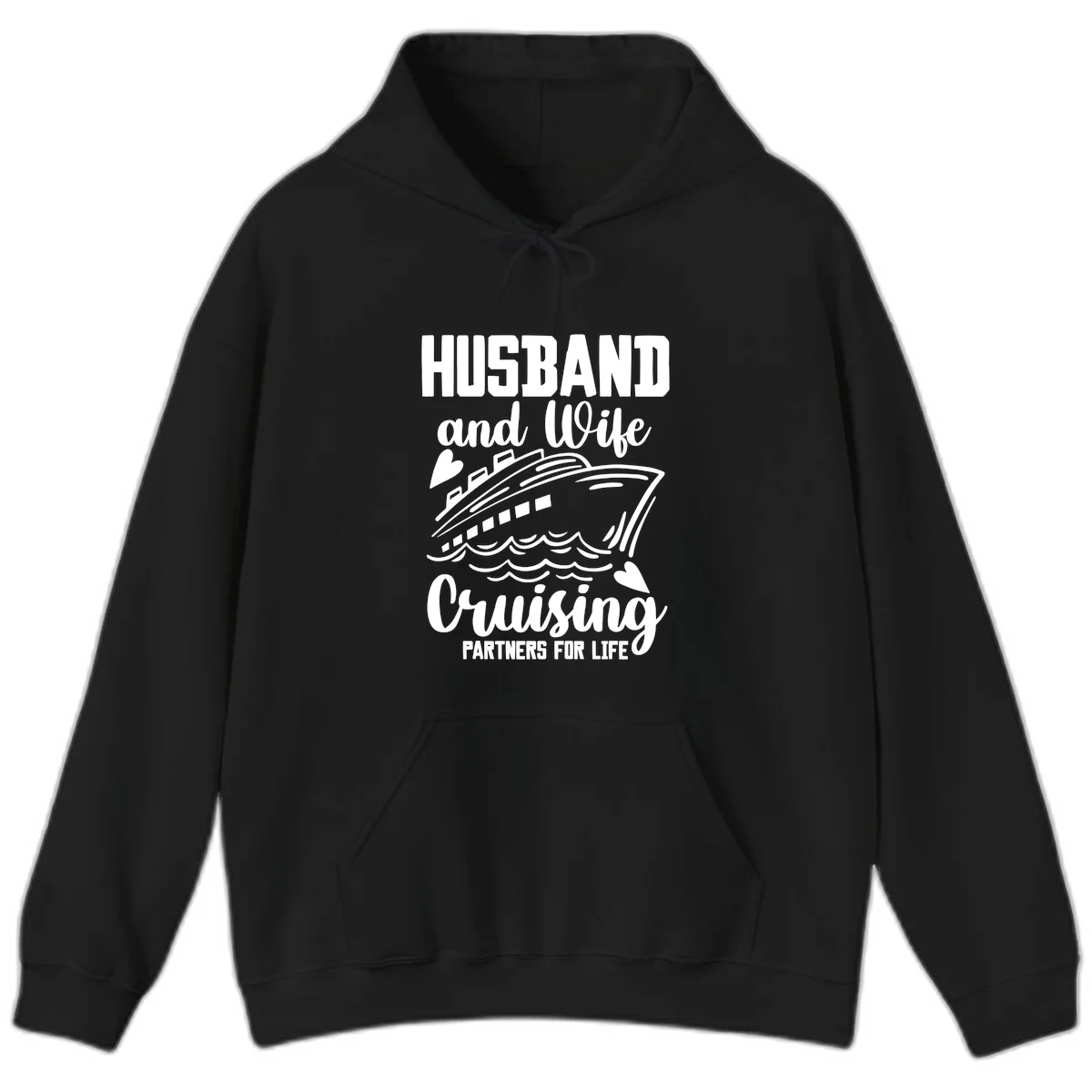 Husband and Wife Cruising Partners For Life Hoodie in Black