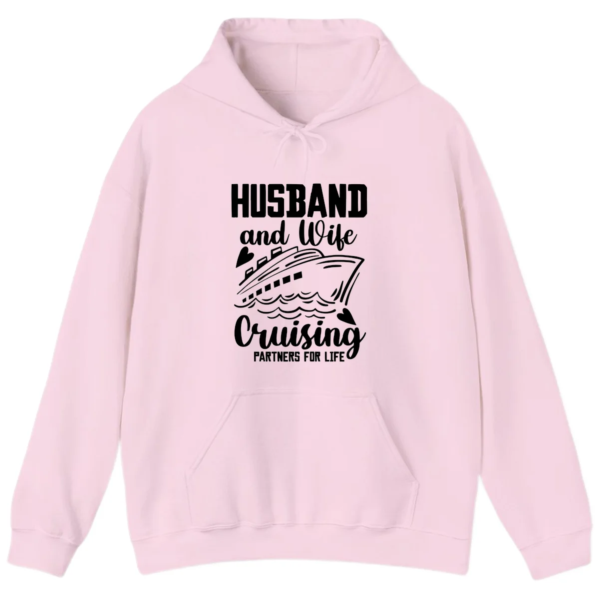 Husband and Wife Cruising Partners For Life Hoodie in Light Pink