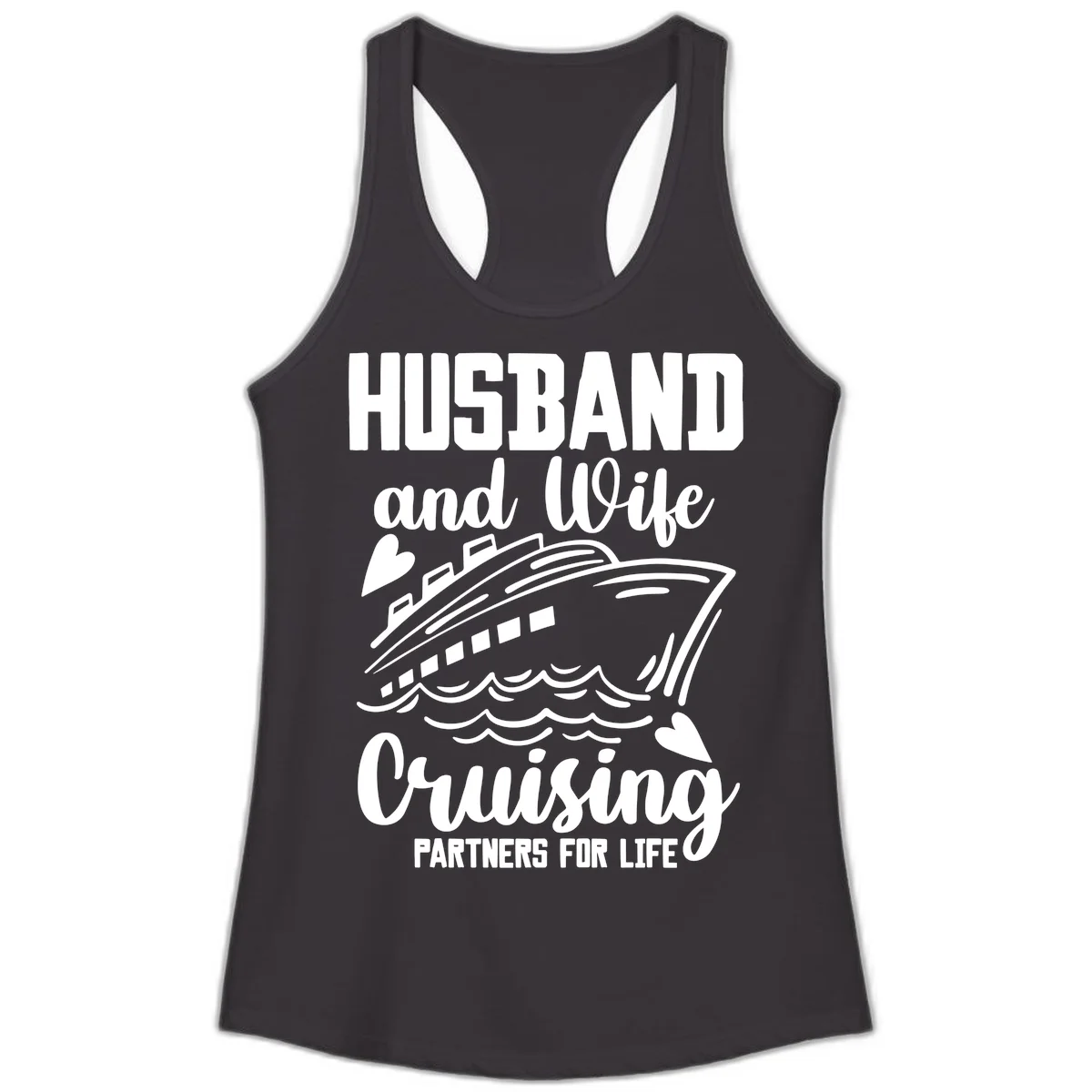 Husband and Wife Cruising Partners For Life Ladies Tank in Black