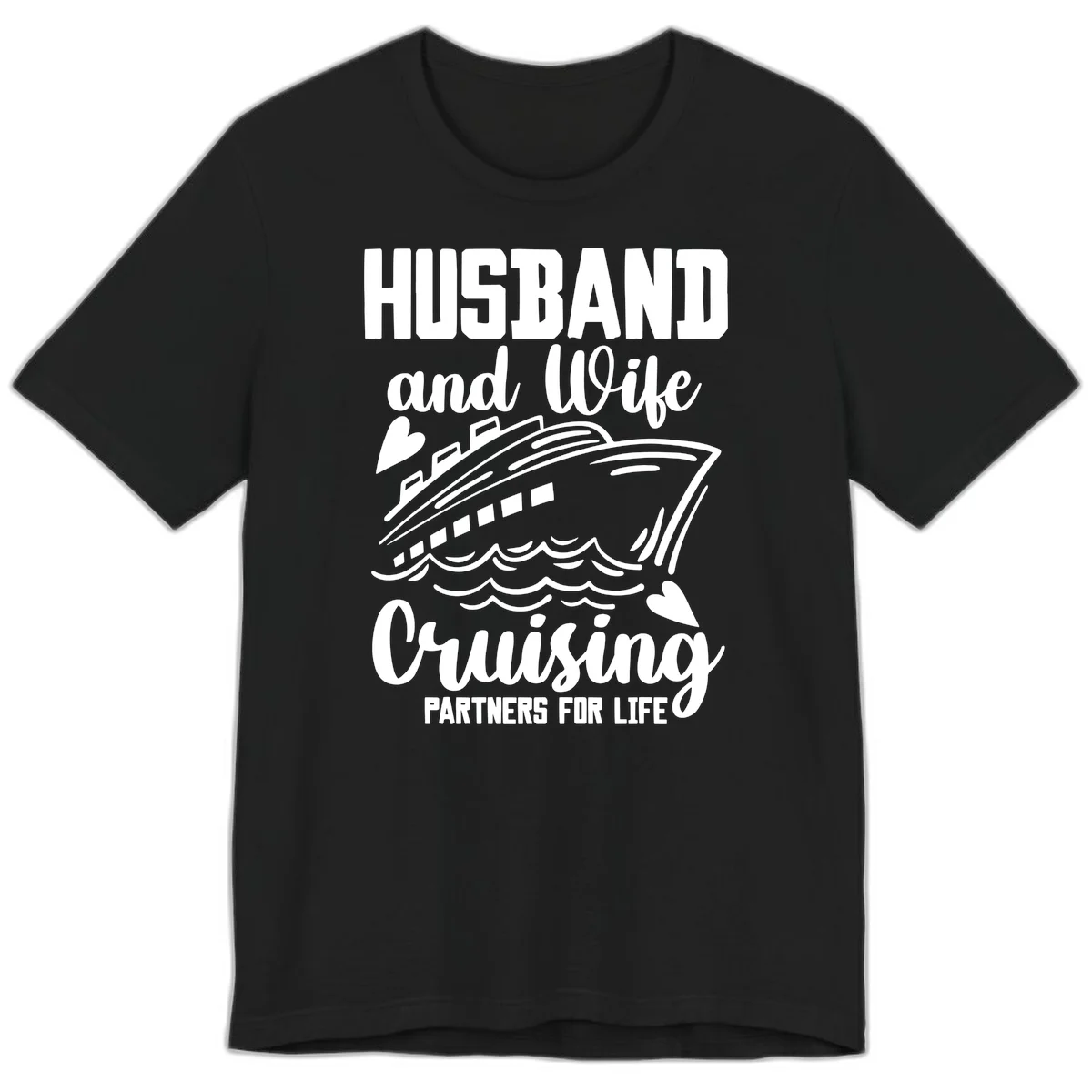 Husband and Wife Cruising Partners For Life Premium T-Shirt in Black
