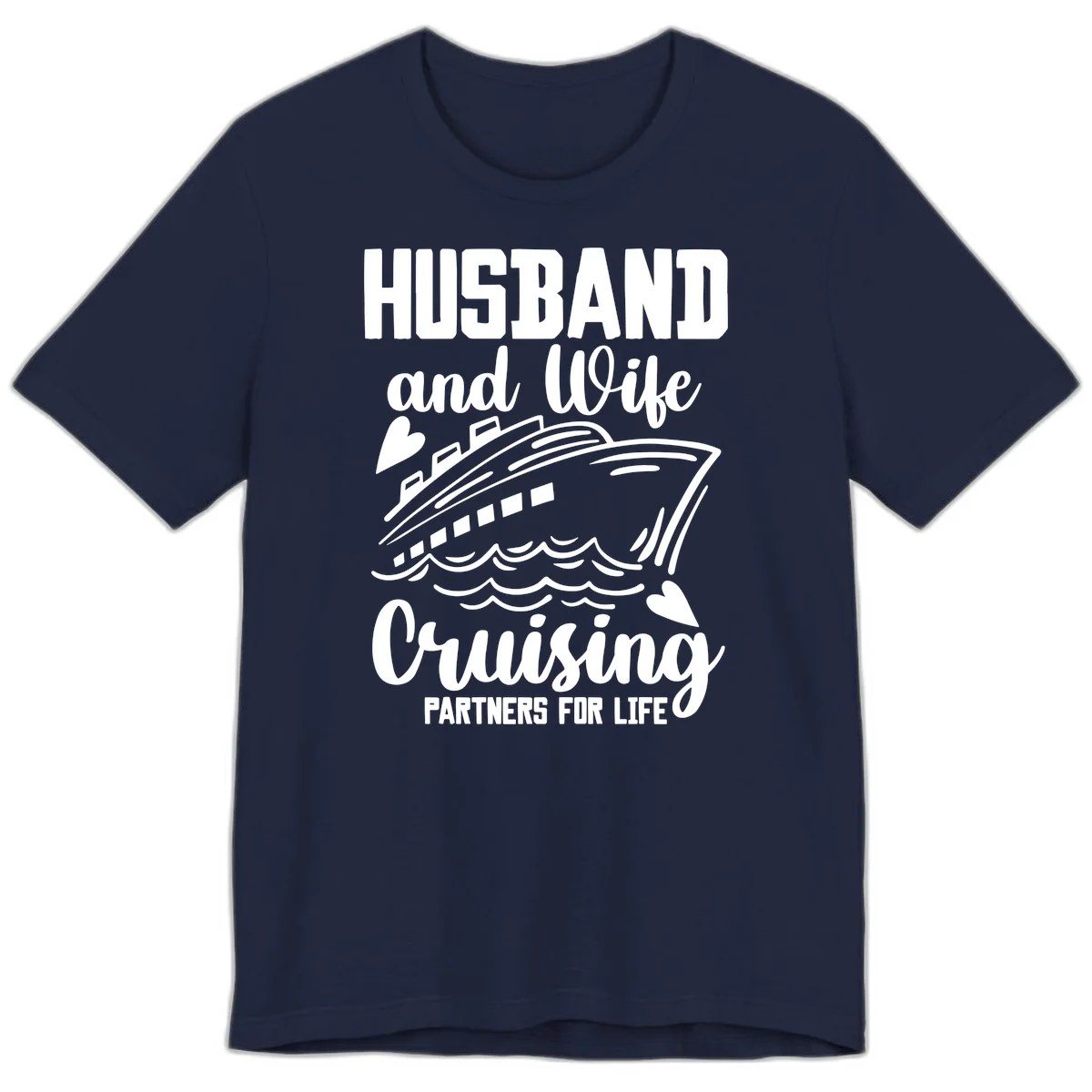 Husband and Wife Cruising Partners For Life Premium T-Shirt in Navy