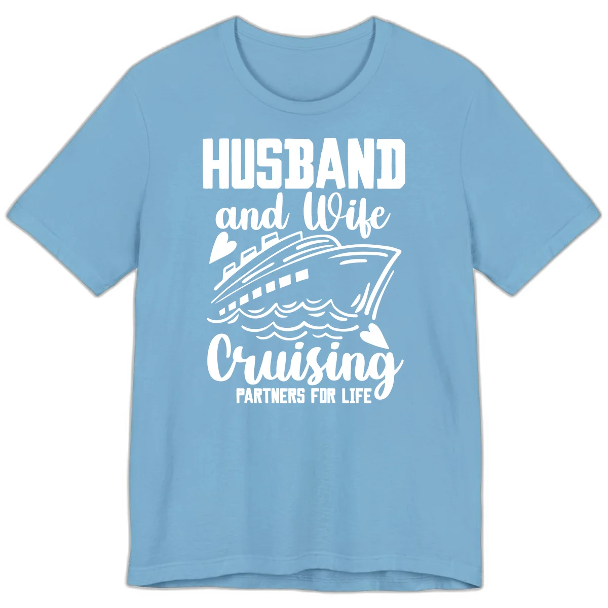 Husband and Wife Cruising Partners For Life Premium T-Shirt in Ocean Blue