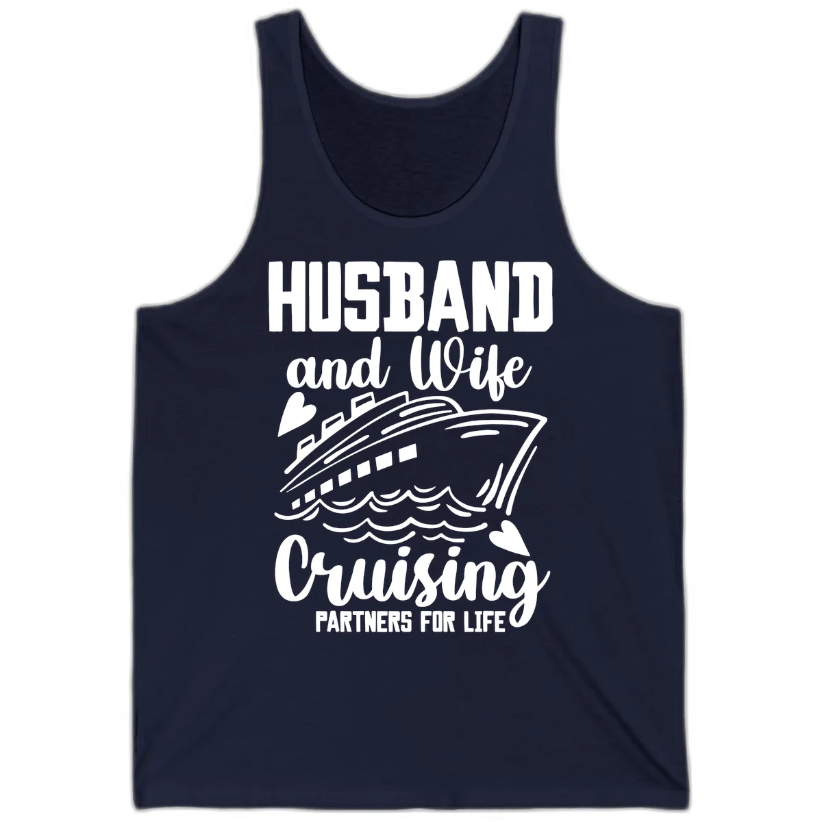 Husband and Wife Cruising Partners For Life Tank in Navy