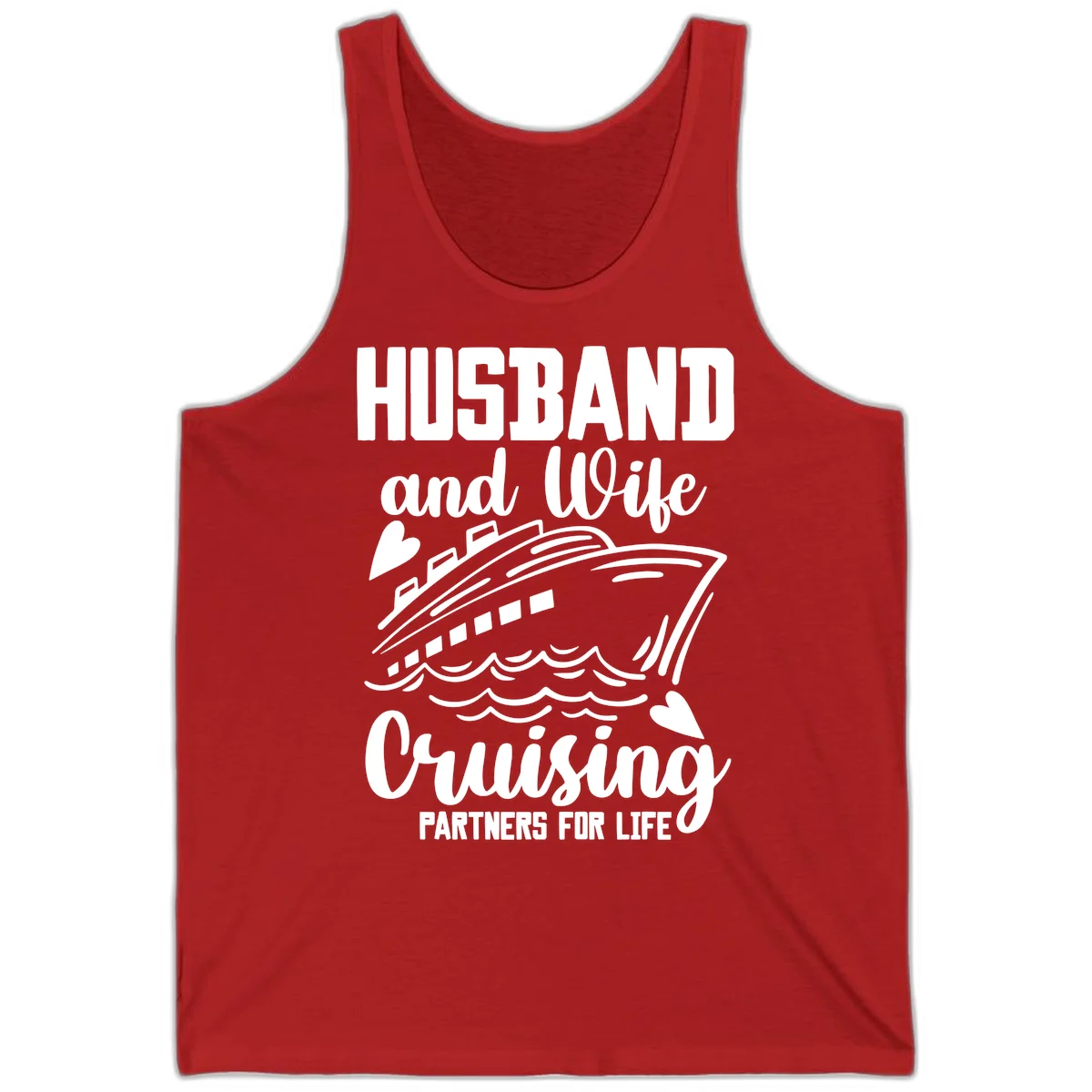 Husband and Wife Cruising Partners For Life Tank in Red