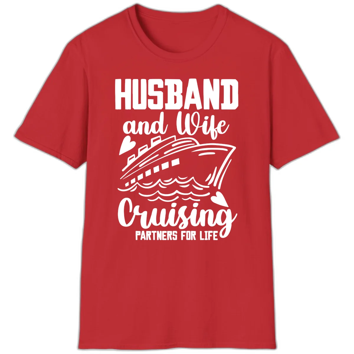 Husband and Wife Cruising Partners For Life T-Shirt in Red