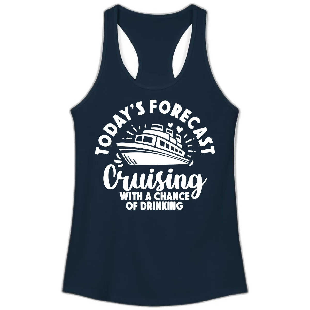 Today's Forecast Cruising With A Chance Of Drinking Ladies Tank in Solid Midnight Navy