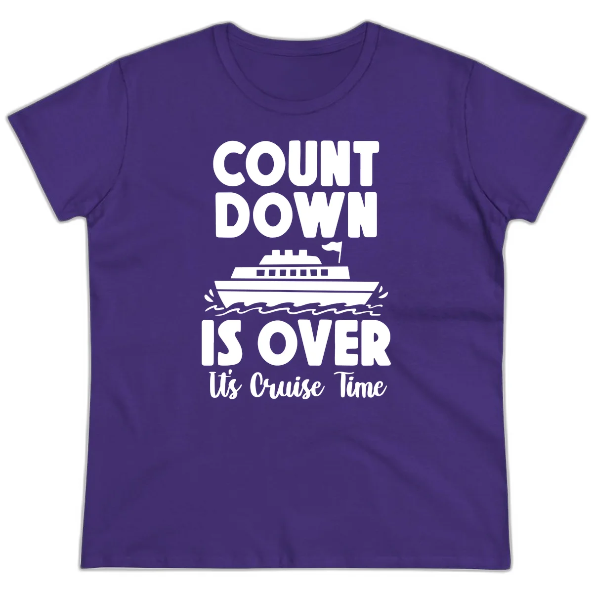 Countdown Is Over It's Cruise Time Ladies Tee in Purple