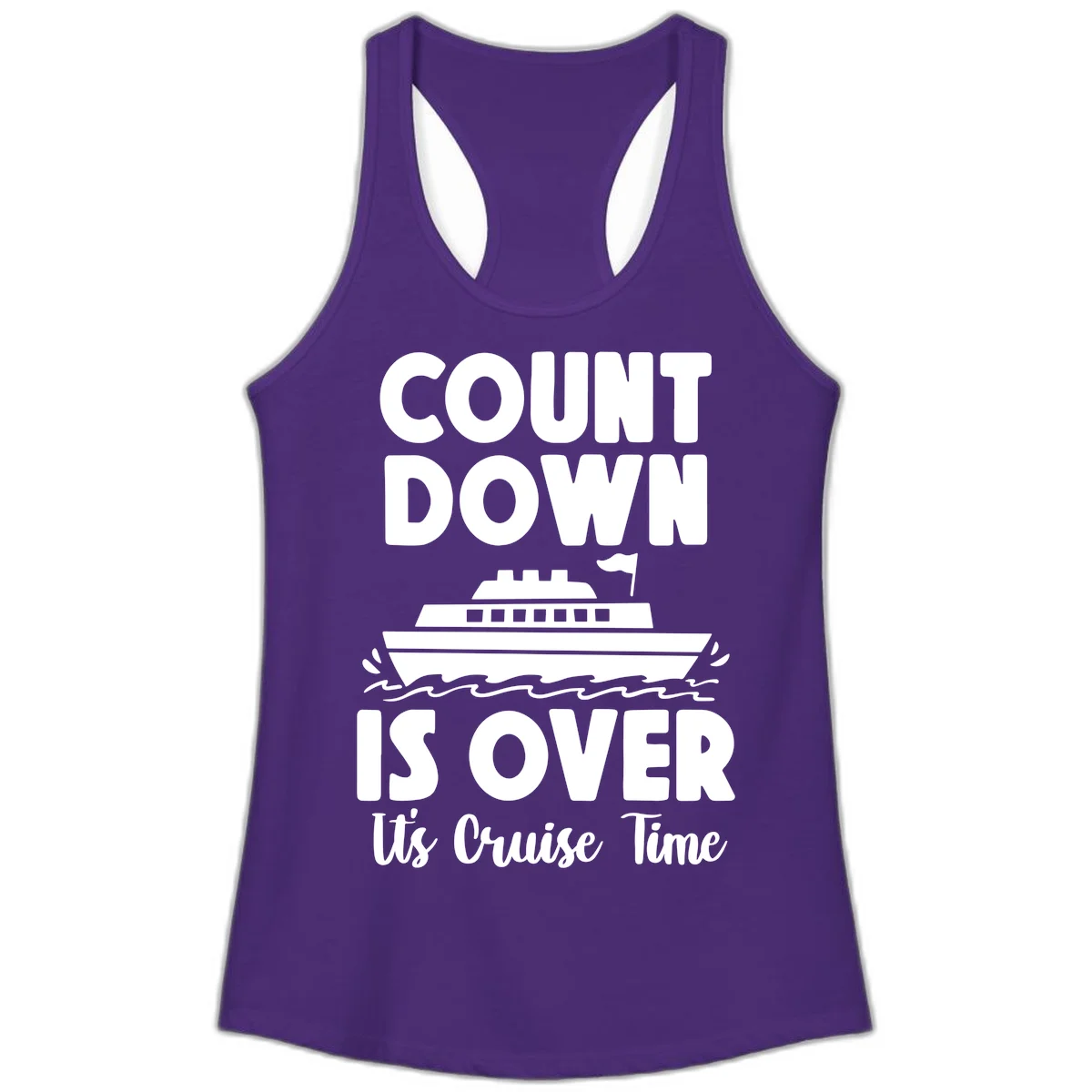 Countdown Is Over It's Cruise Time Ladies Tank in Solid Purple Rush