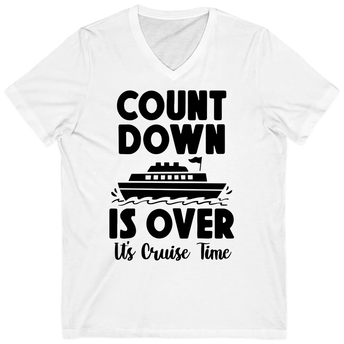 Countdown Is Over It's Cruise Time V-Neck in White