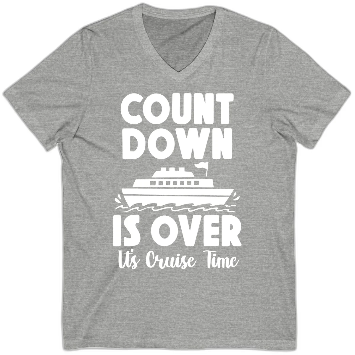 Countdown Is Over It's Cruise Time V-Neck in Athletic Heather