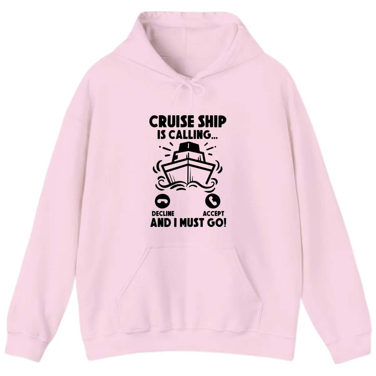 Cruise Ship Is Calling Hoodie in Light Pink