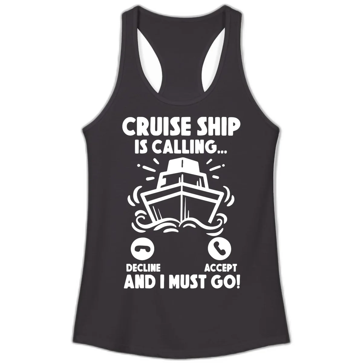 Cruise Ship Is Calling Ladies Tank in Black