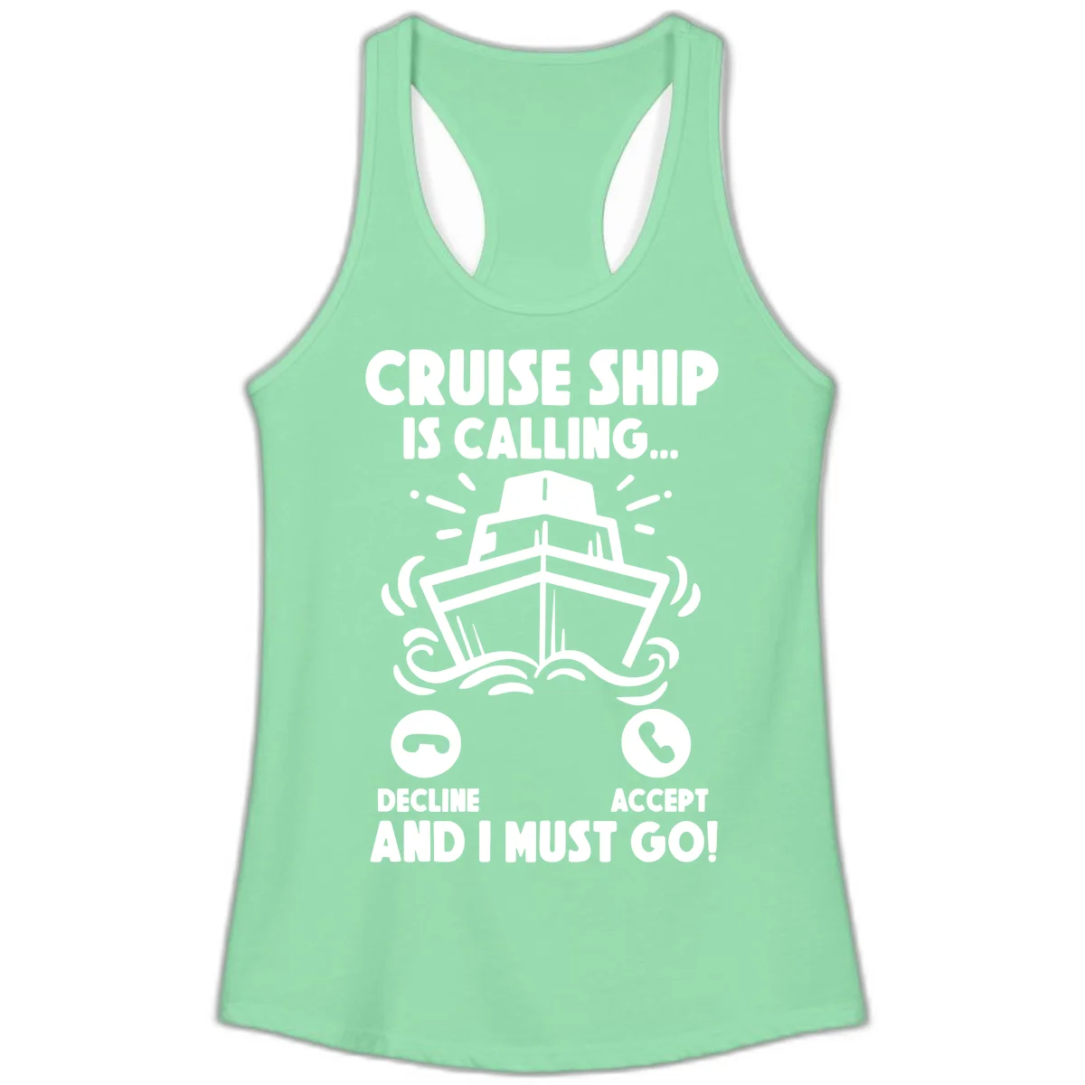Cruise Ship Is Calling Ladies Tank in Solid Mint