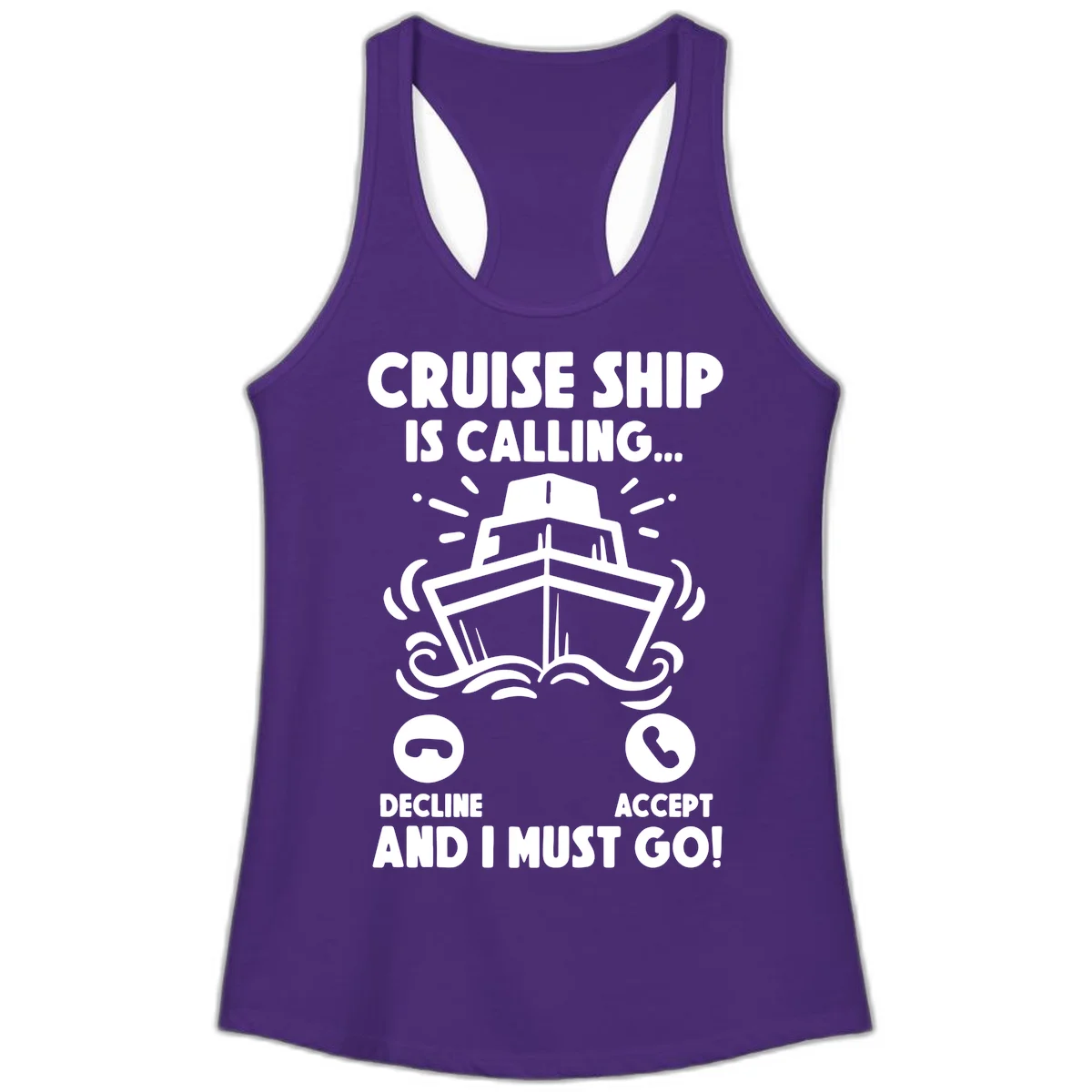 Cruise Ship Is Calling Ladies Tank in Solid Purple Rush