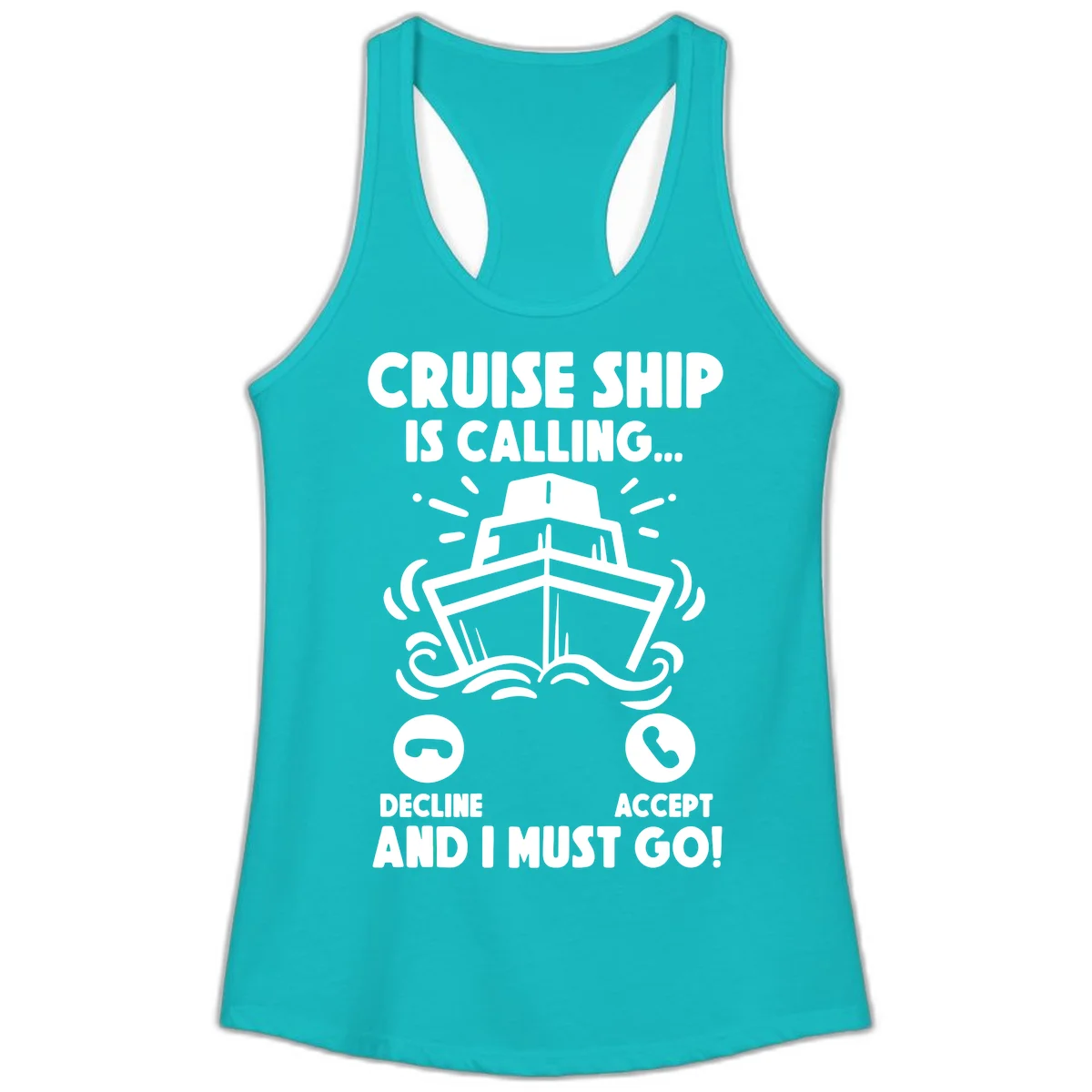 Cruise Ship Is Calling Ladies Tank in Tahiti Blue