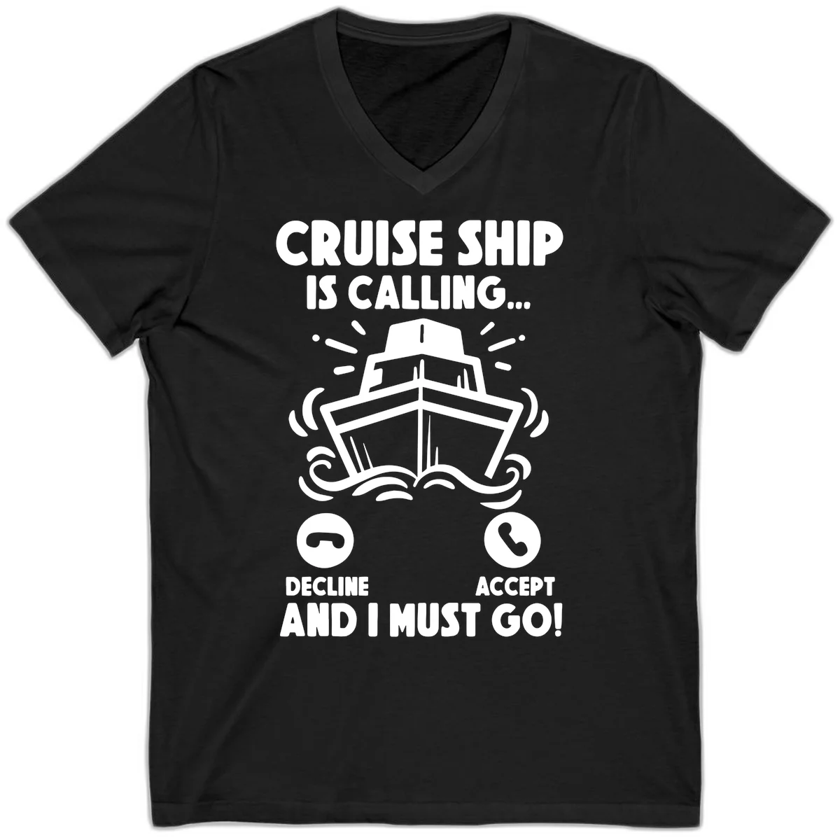 Cruise Ship Is Calling V-Neck in Black
