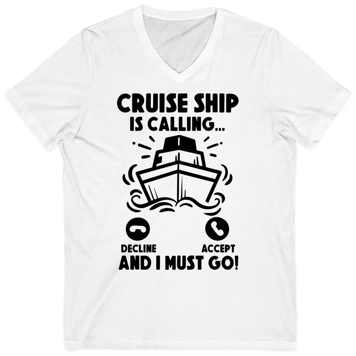 Cruise Ship Is Calling V-Neck in White