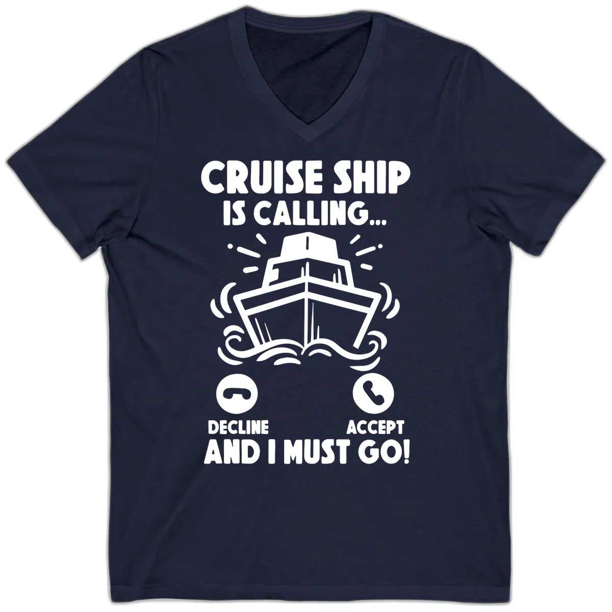 Cruise Ship Is Calling V-Neck in Navy