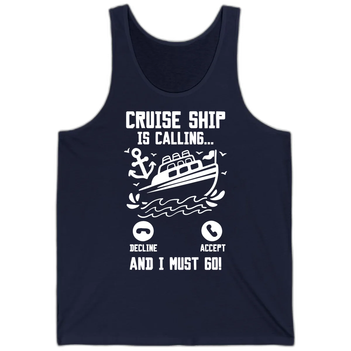 Cruise Ship Is Calling Tank Top in Navy