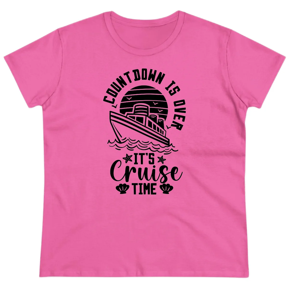 Countdown Is Over It's Cruise Time Ladies Tee in Azalea