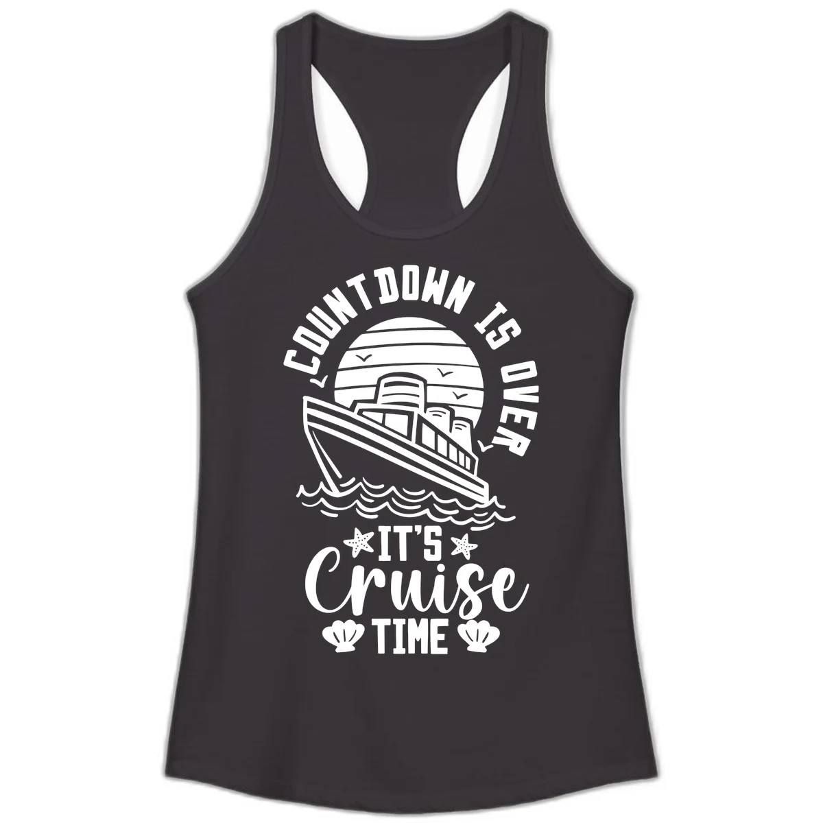 Countdown Is Over It's Cruise Time Ladies Tank in Black