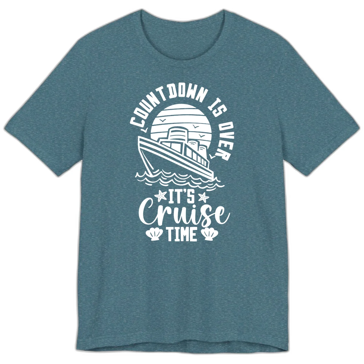 Countdown Is Over It's Cruise Time Premium T-Shirt in Heather Deep Teal