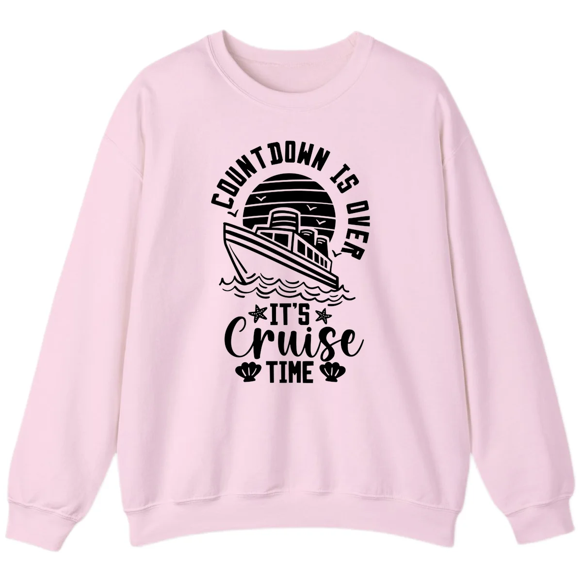Countdown Is Over It's Cruise Time Sweatshirt in Light Pink