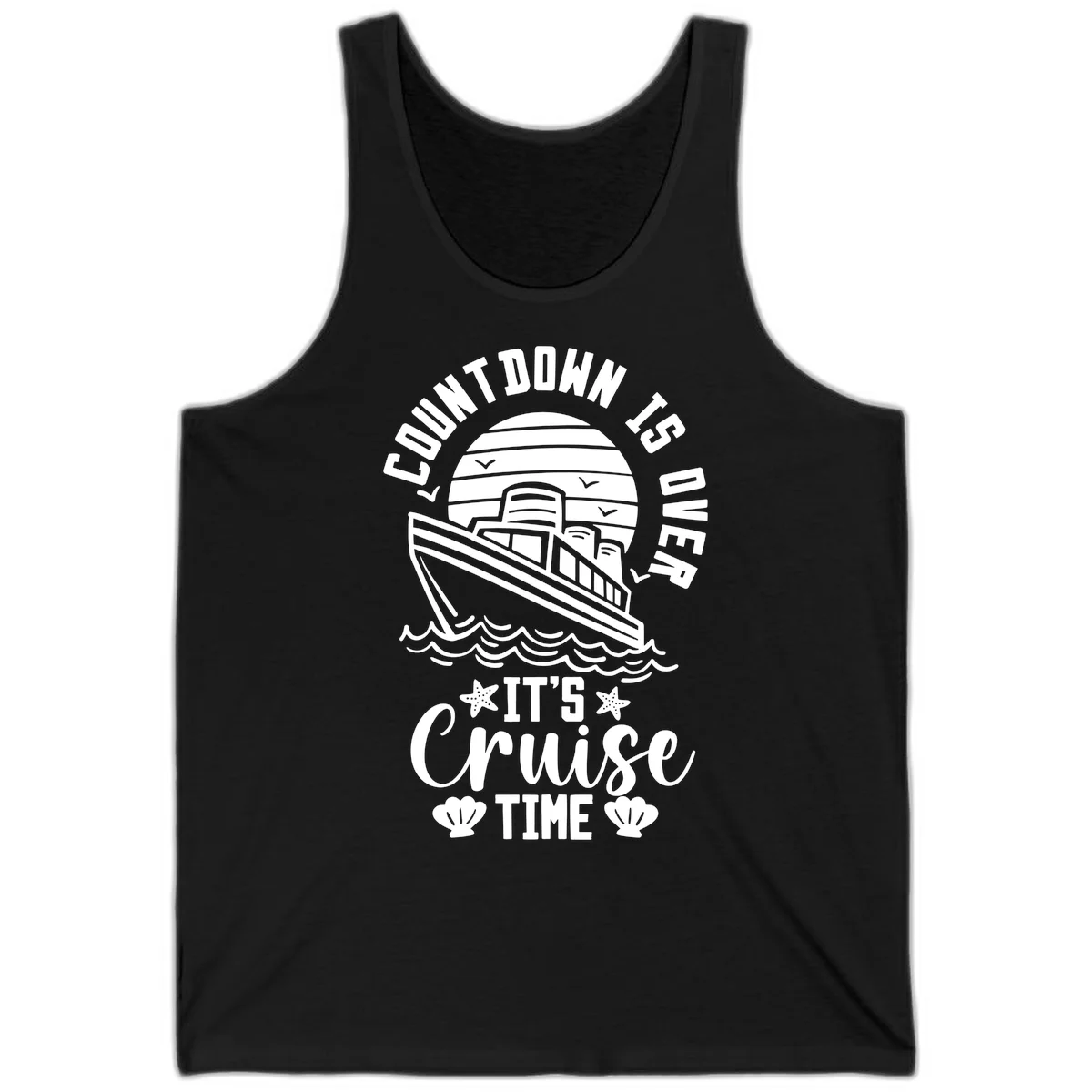 Countdown Is Over It's Cruise Time Tank in Black