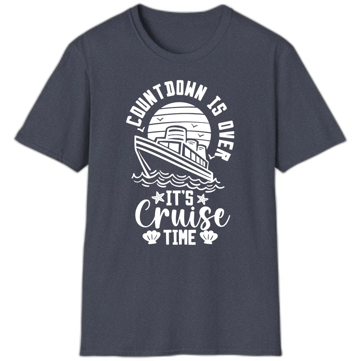 Countdown Is Over It's Cruise Time T-Shirt in Heather Navy