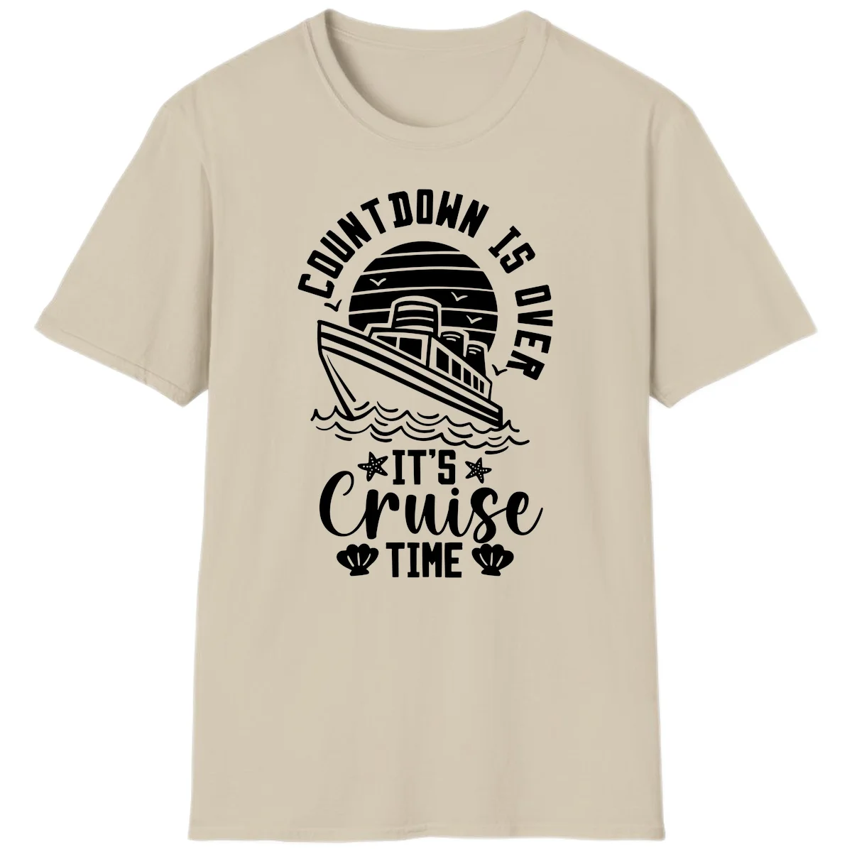 Countdown Is Over It's Cruise Time T-Shirt in Sand