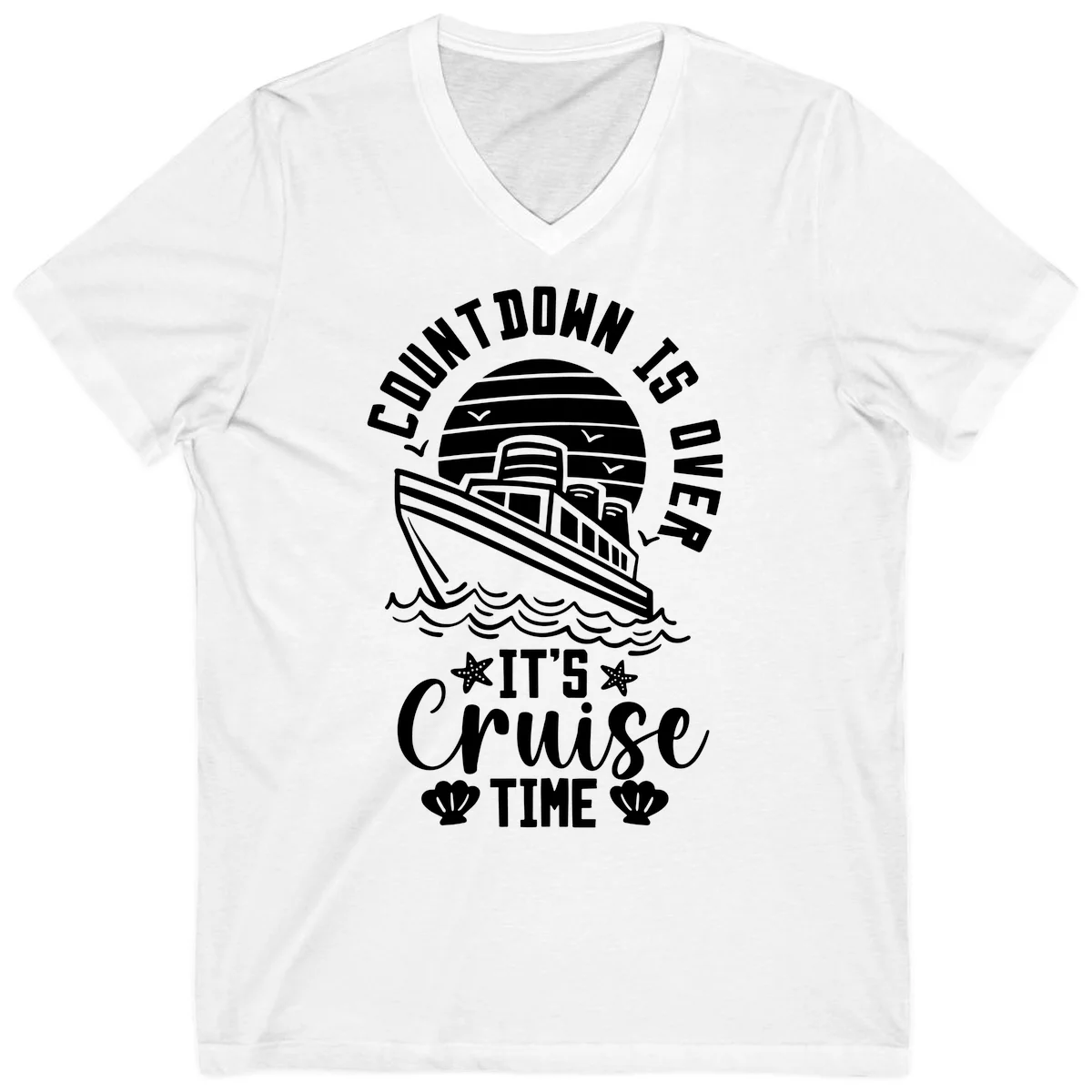 Countdown Is Over It's Cruise Time V-Neck in White