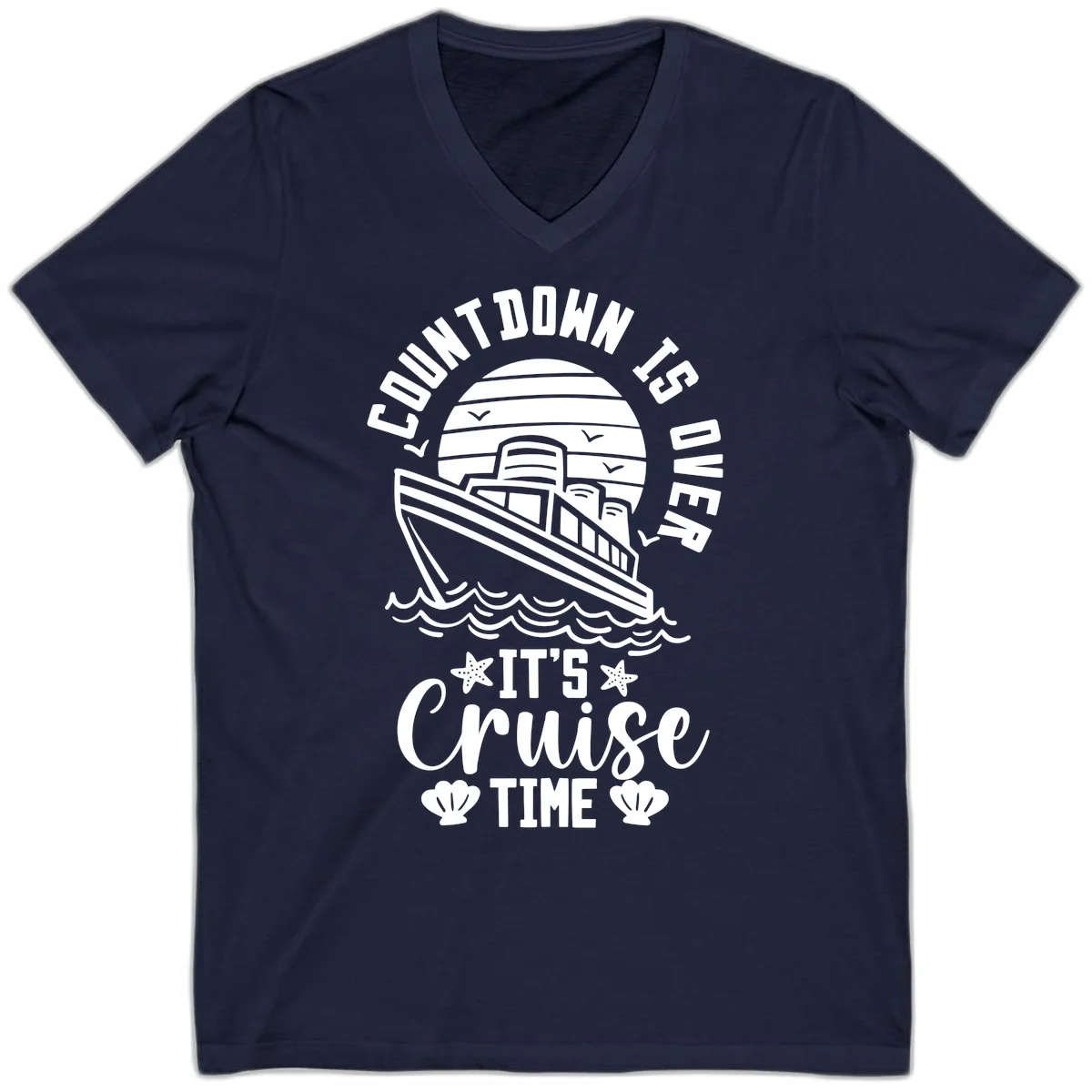 Countdown Is Over It's Cruise Time V-Neck in Navy