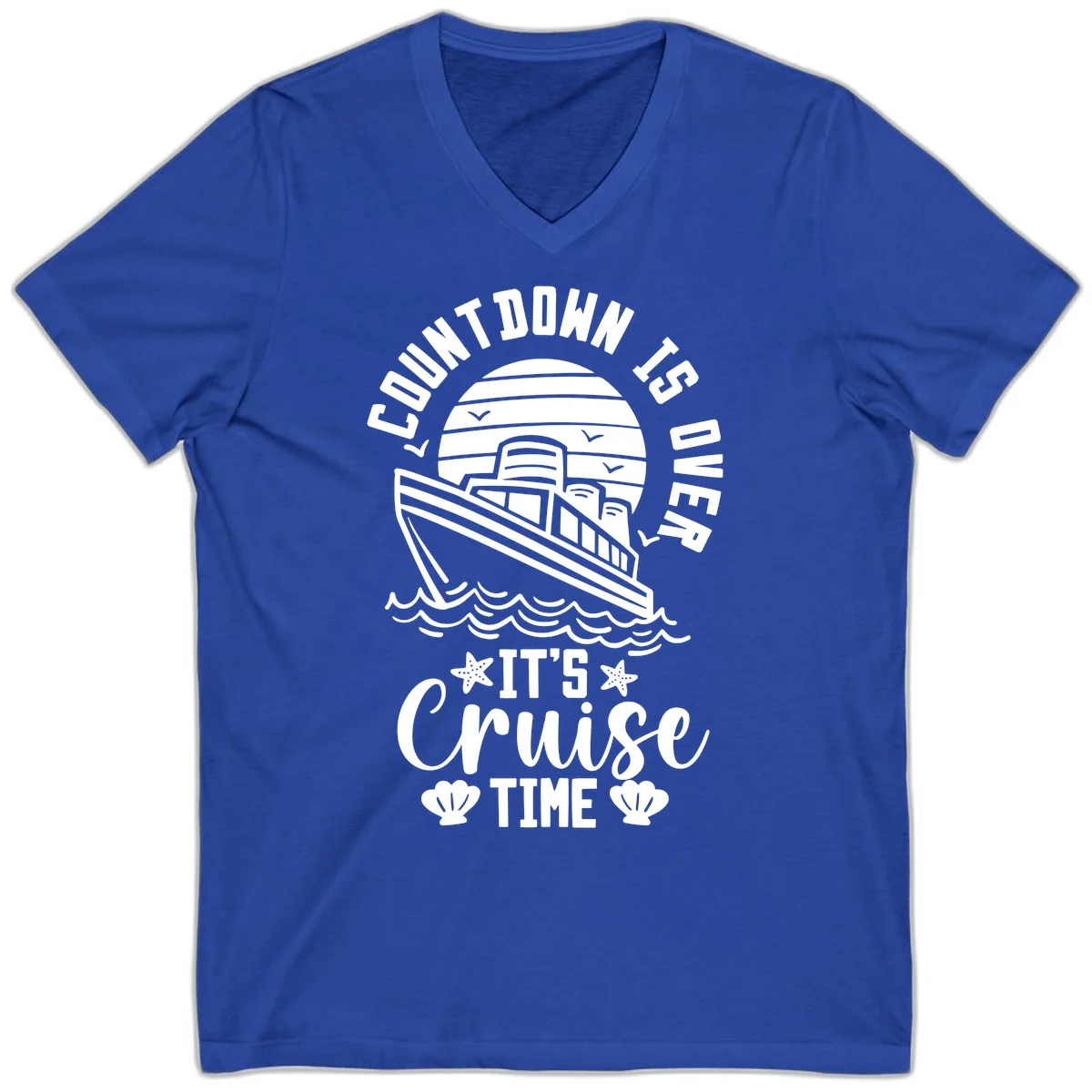 Countdown Is Over It's Cruise Time V-Neck in True Royal
