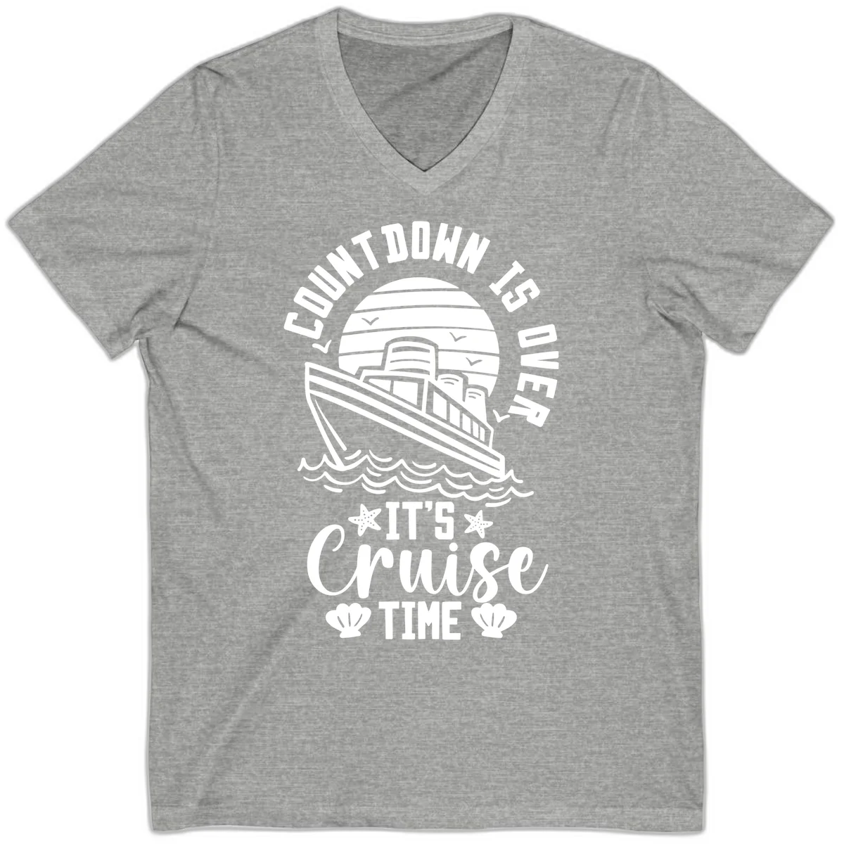 Countdown Is Over It's Cruise Time V-Neck in Athletic Heather