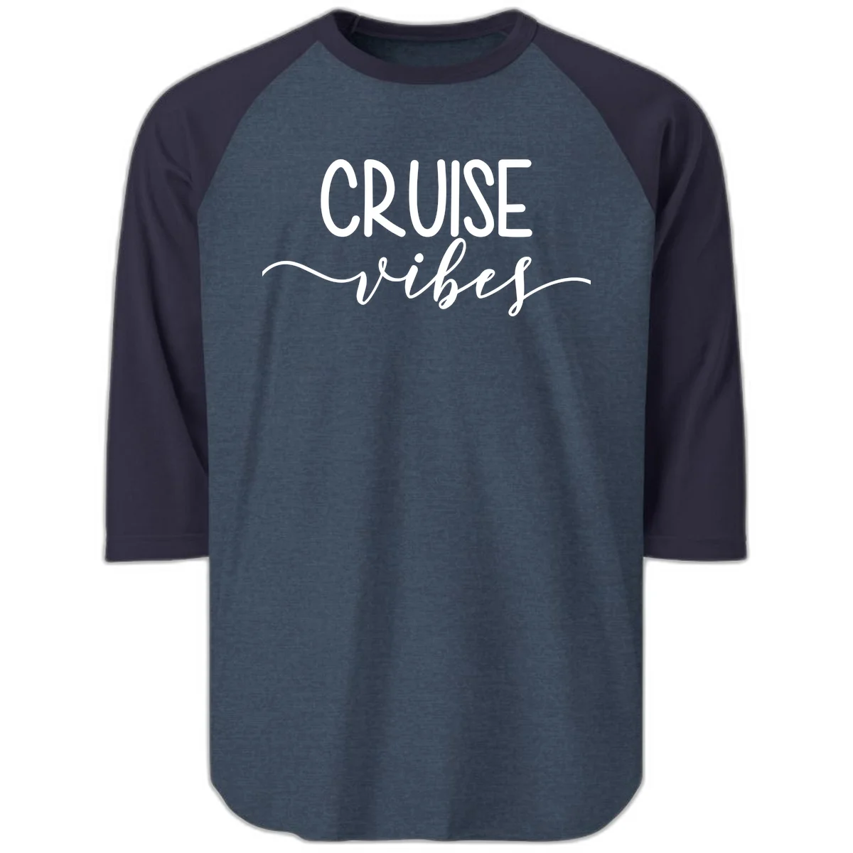 Cruise Vibes Raglan 3/4 in Heather Denim Navy