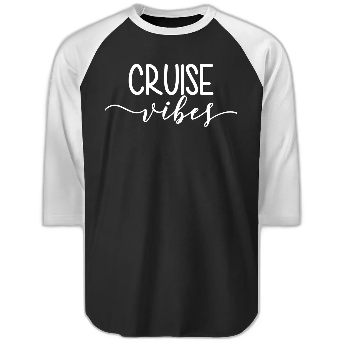 Cruise Vibes Raglan 3/4 in Black White