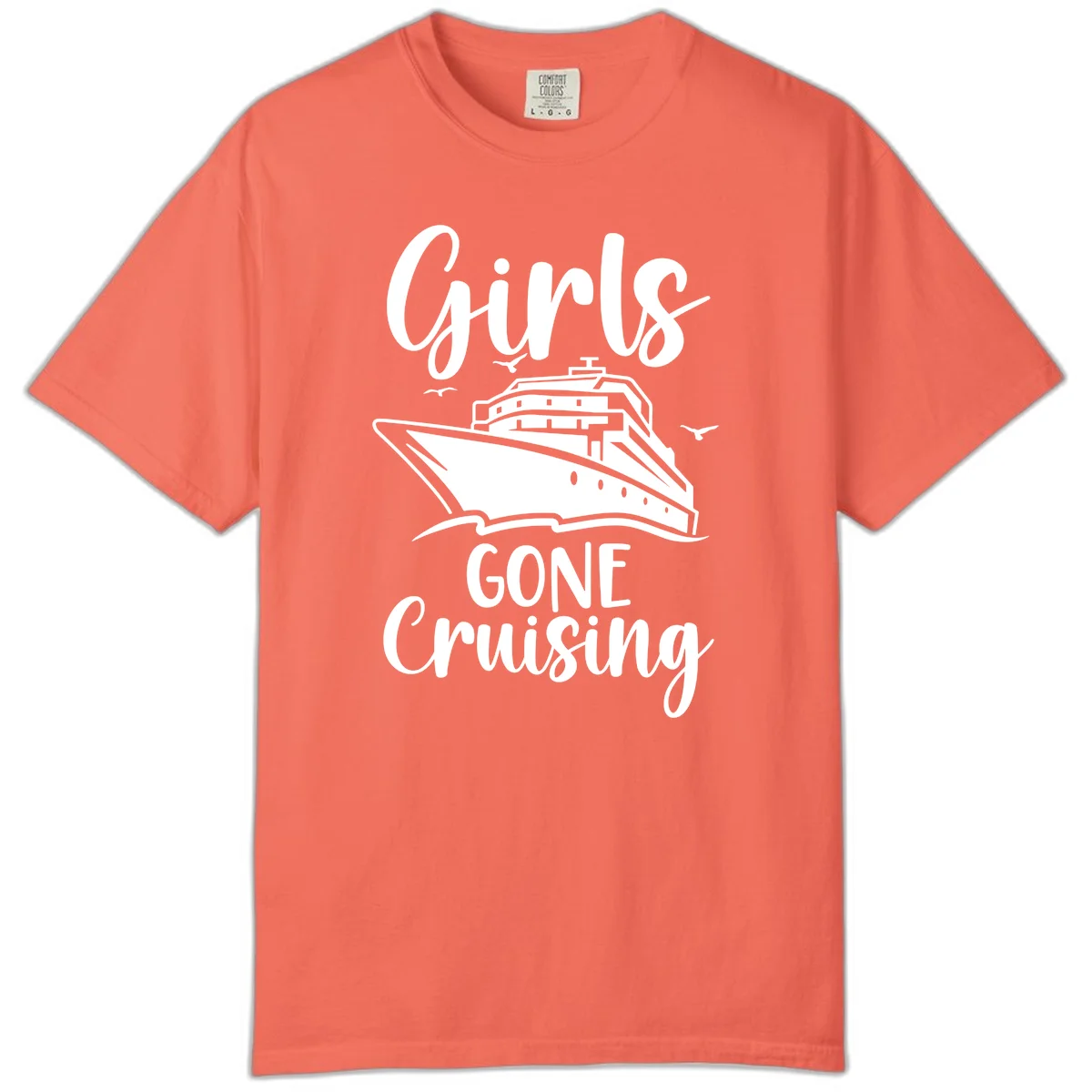 Girls Gone Cruising Comfort Color T-Shirt in Bright Salmon