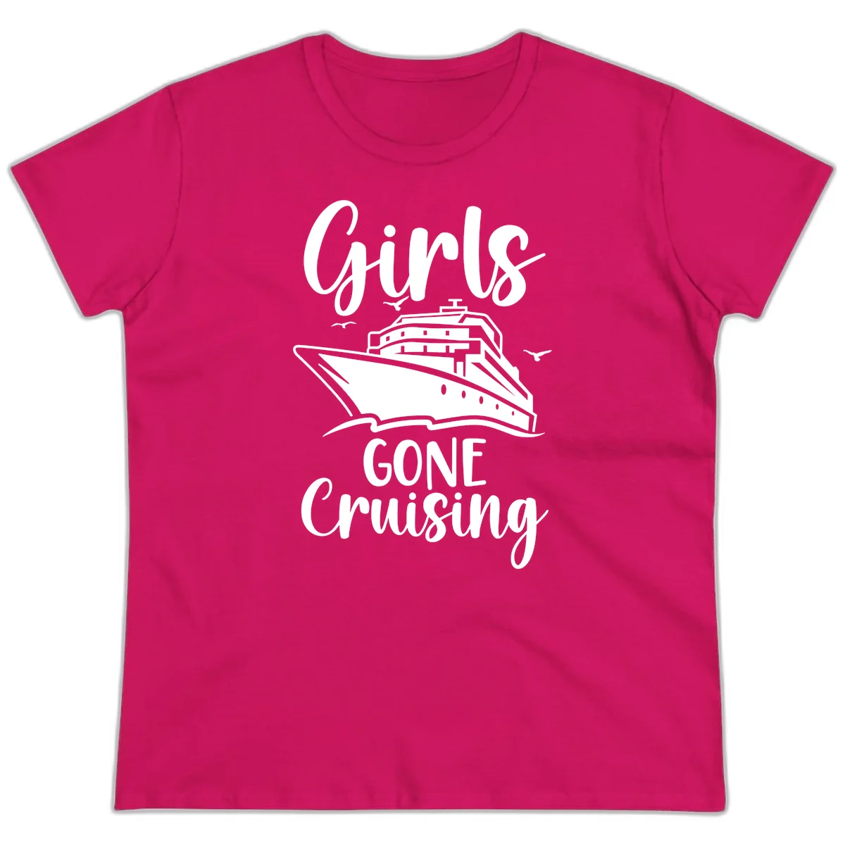 Girls Gone Cruising Ladies Tee in Heliconia