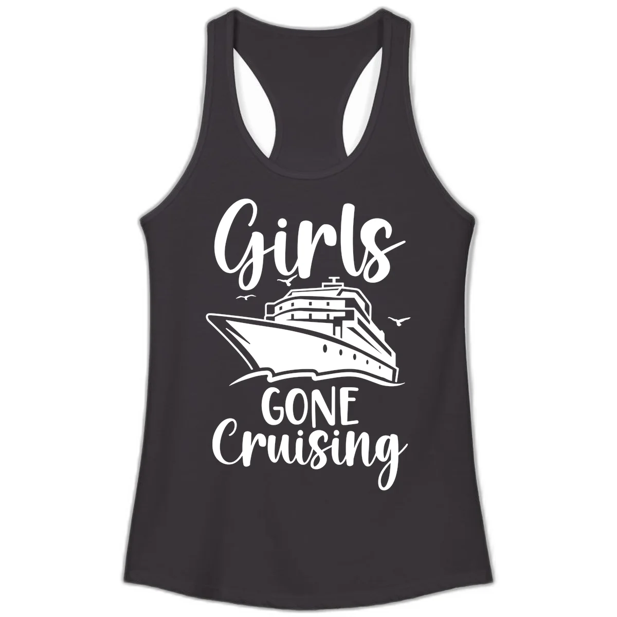 Girls Gone Cruising Ladies Racerback Tank in Black