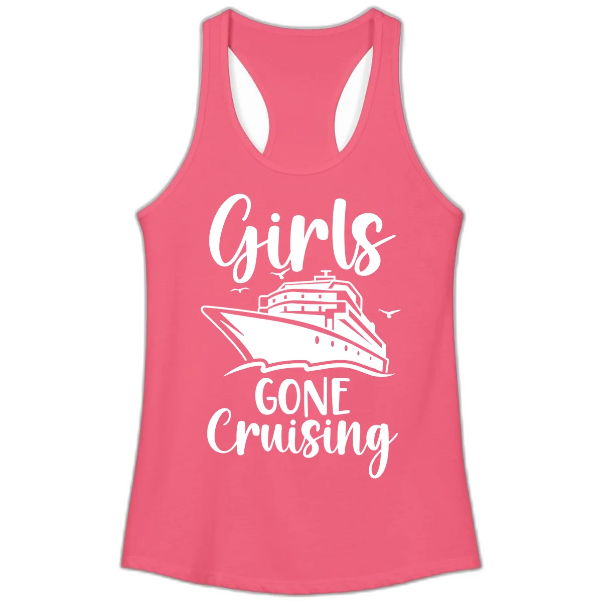 Girls Gone Cruising Ladies Racerback Tank in Hot Pink