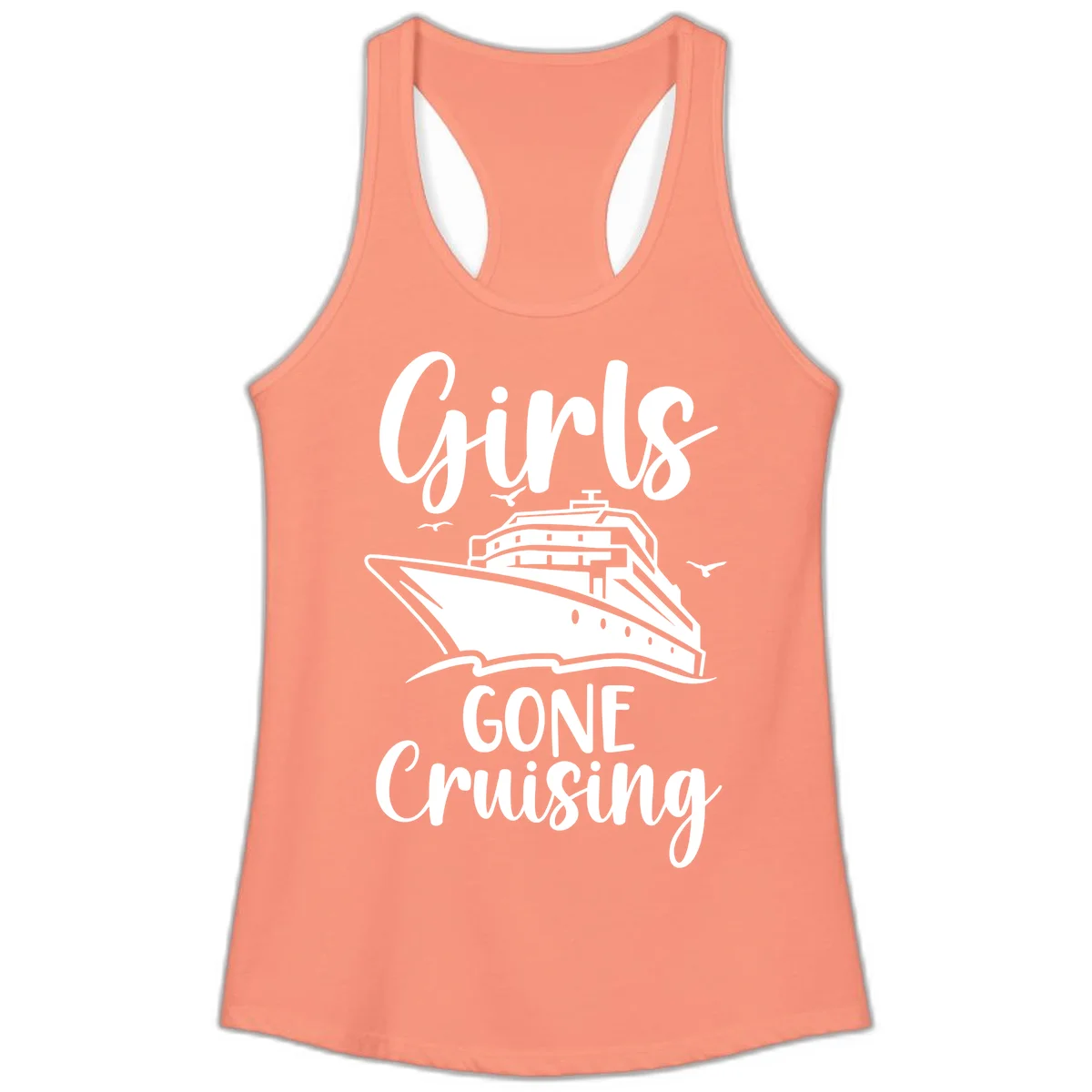 Girls Gone Cruising Ladies Racerback Tank in Solid Light Orange
