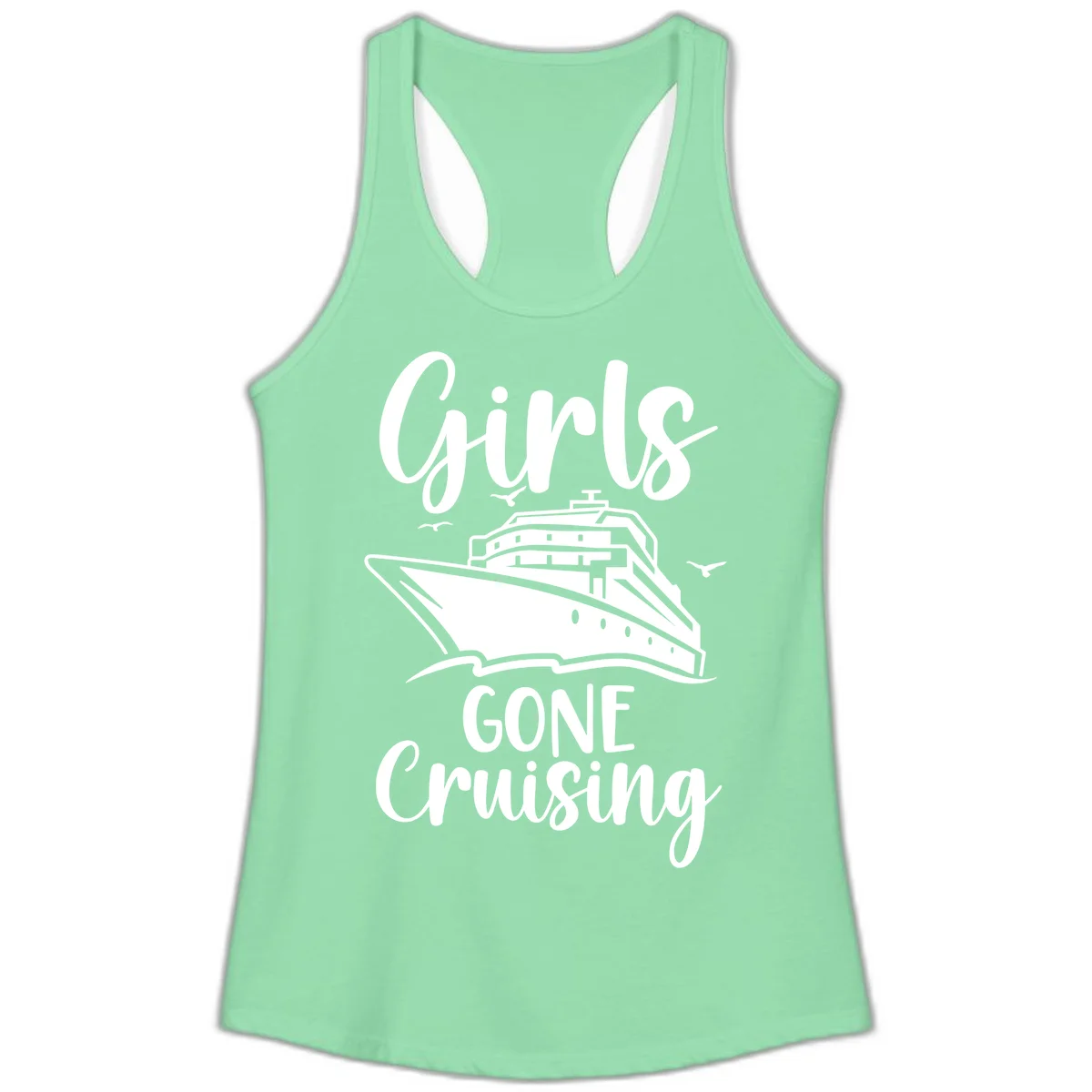 Girls Gone Cruising Ladies Racerback Tank in Solid Mint