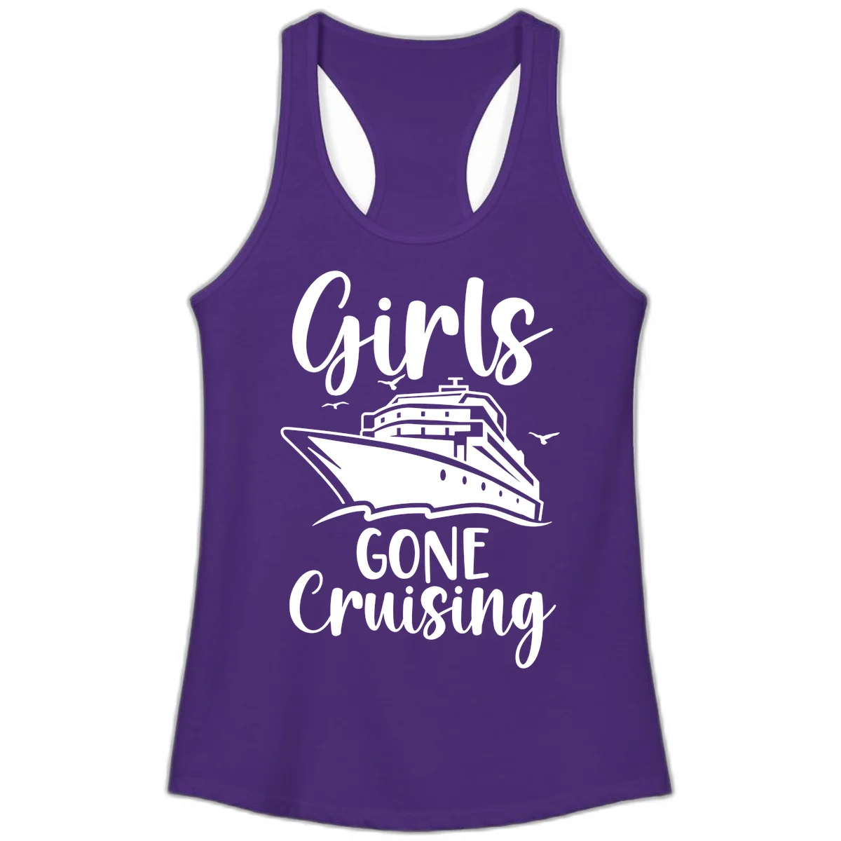 Girls Gone Cruising Ladies Racerback Tank in Solid Purple Rush