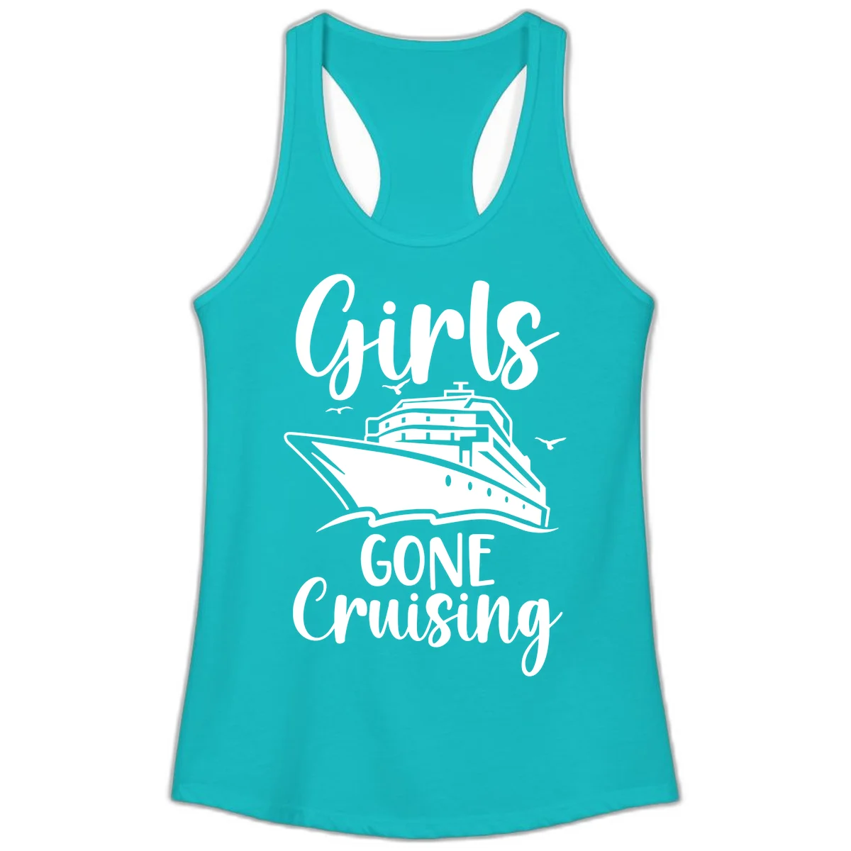 Girls Gone Cruising Ladies Racerback Tank in Tahiti Blue
